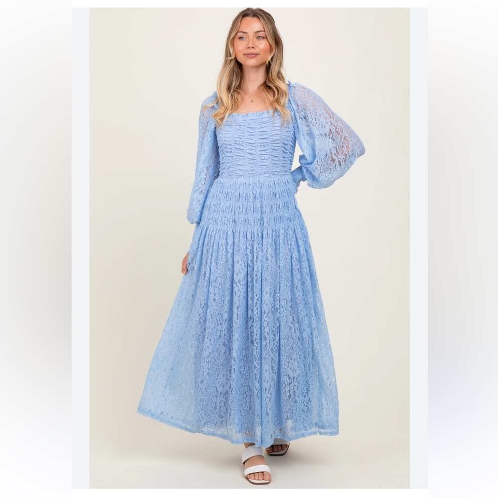 Listicle Blue Lace Maxi Dress